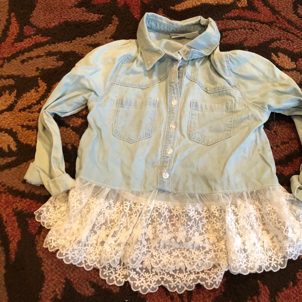 Girls 5t Koala kids new denim lace bottom top